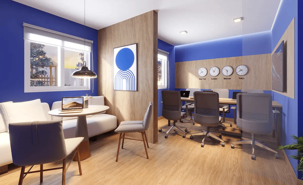 Coworking com estações de trabalho